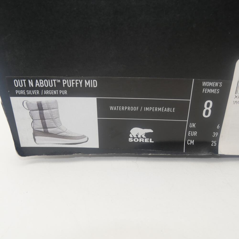 NEW Sorel Women's Out N About Puffy Mid WP Boot Women's 8 Silver - Picture 8 of 8